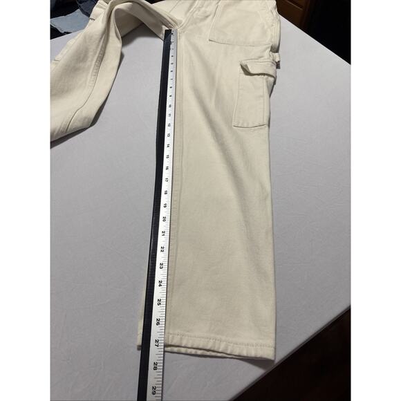 Pacsun Cargo Jeans Womens 25 High Rise Wide Leg Bone White Utility Denim Pants - Picture 8 of 8